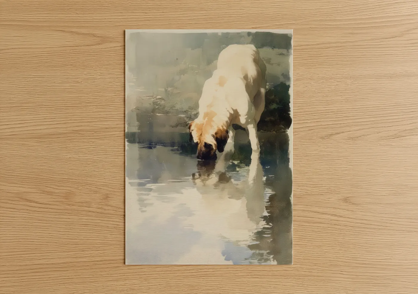Mastiff Drinking at Water's Edge Wall Art