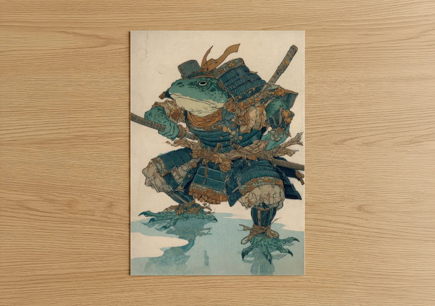 Samurai Frog Warrior Japanese Wall Art