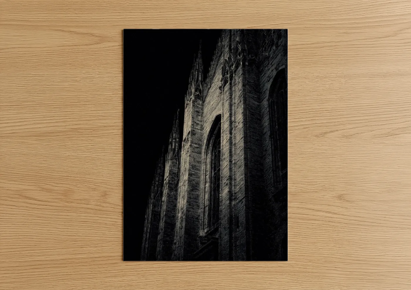 Gothic Masonry Architecture Black White Wall Art