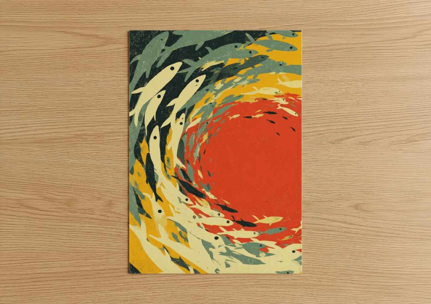 Vibrant Seafood Fish School Wall Art