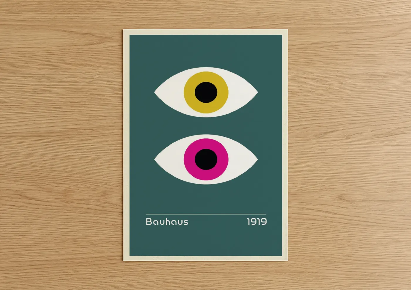 Geometric Eye Abstract Art Yellow Pink Wall Art