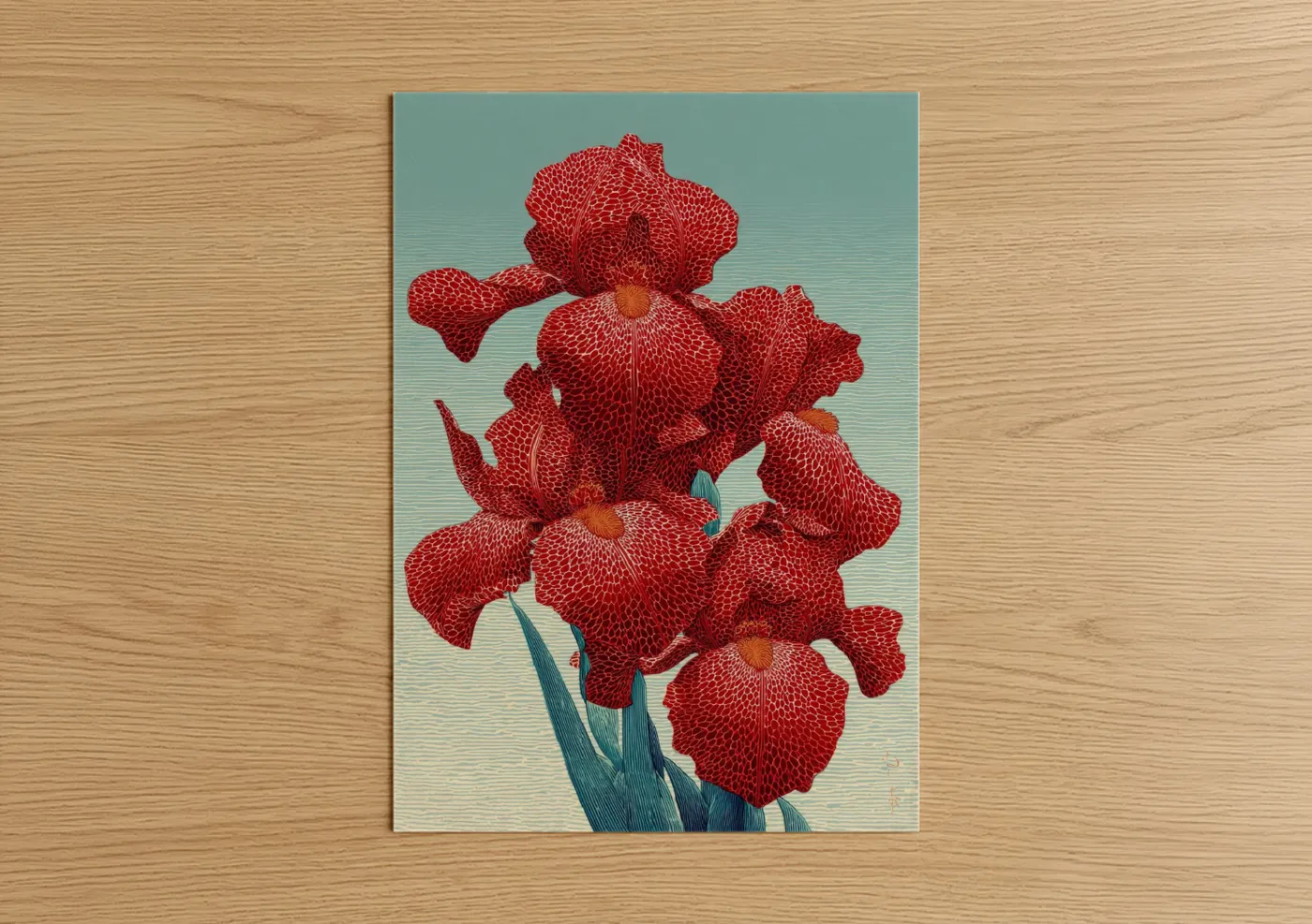 Crimson Amaryllis Botanical Illustration Wall Art