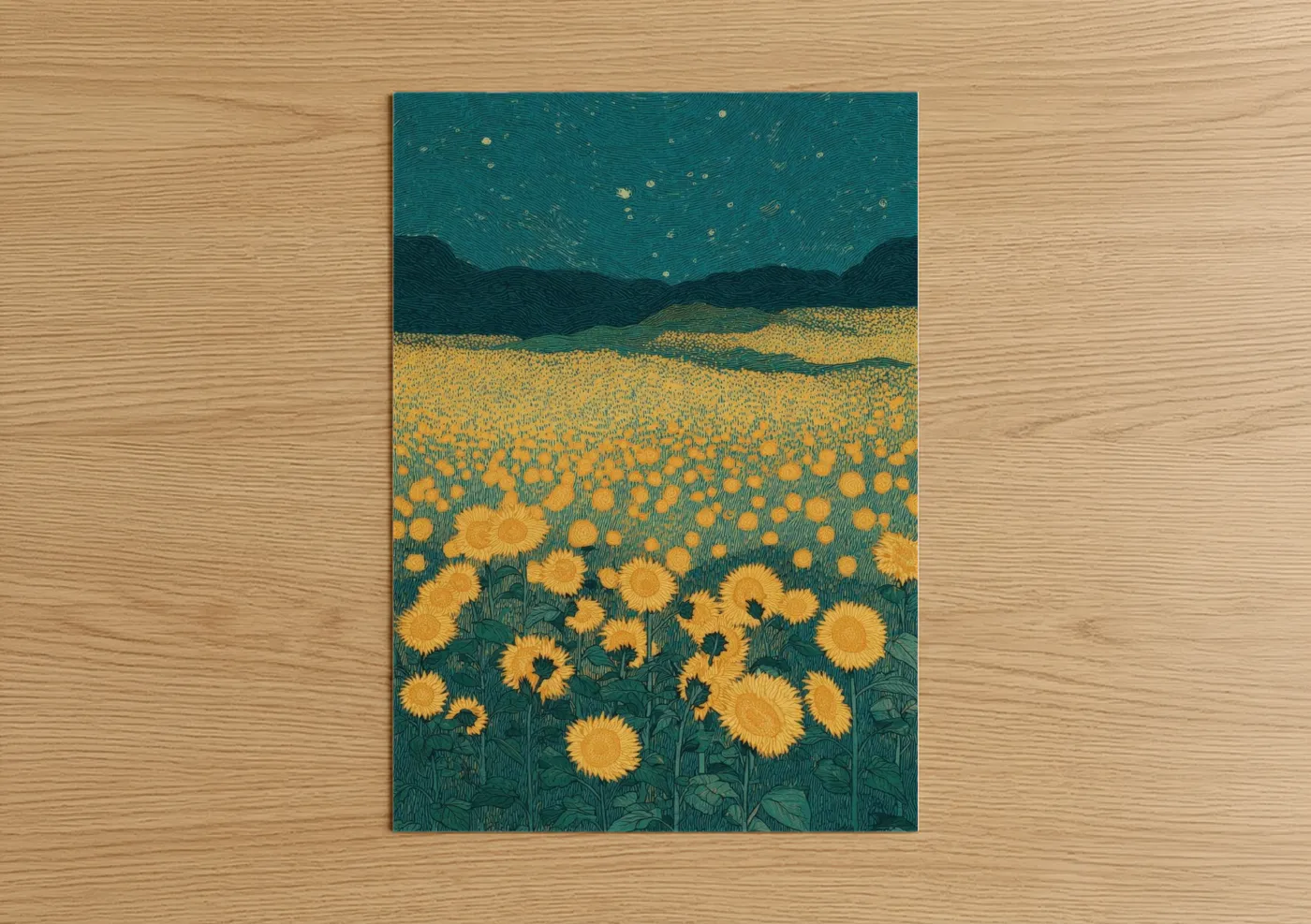 Starlit Sunflower Field Dreamscape Wall Art