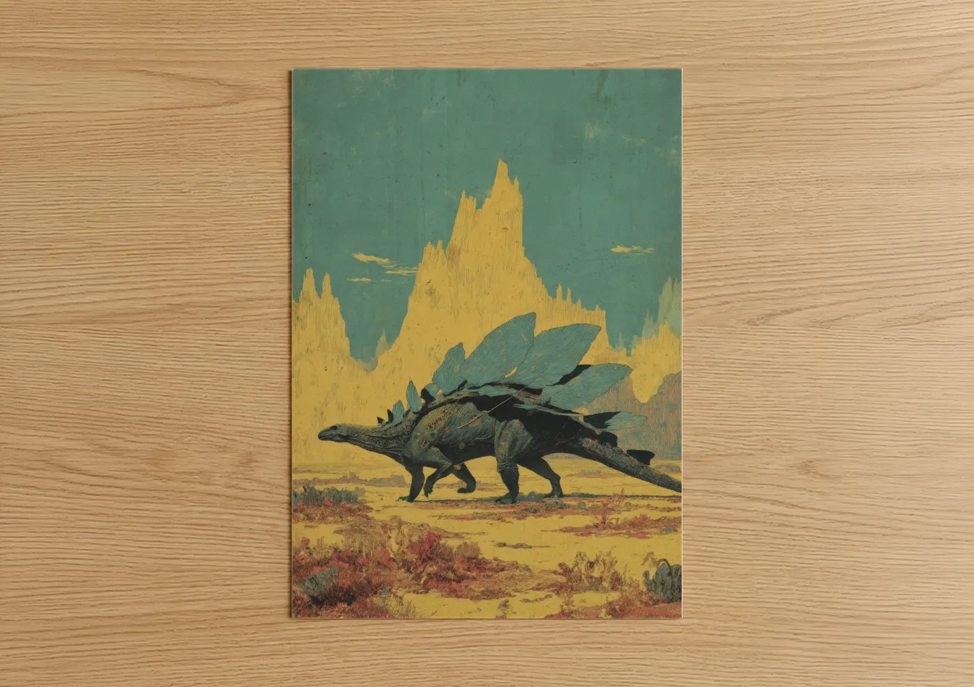 Stegosaurus Desert Dinosaur Art Print Wall Art