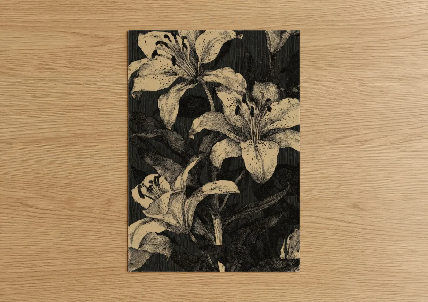 Spotted Lily Botanical Engraving Wall Art