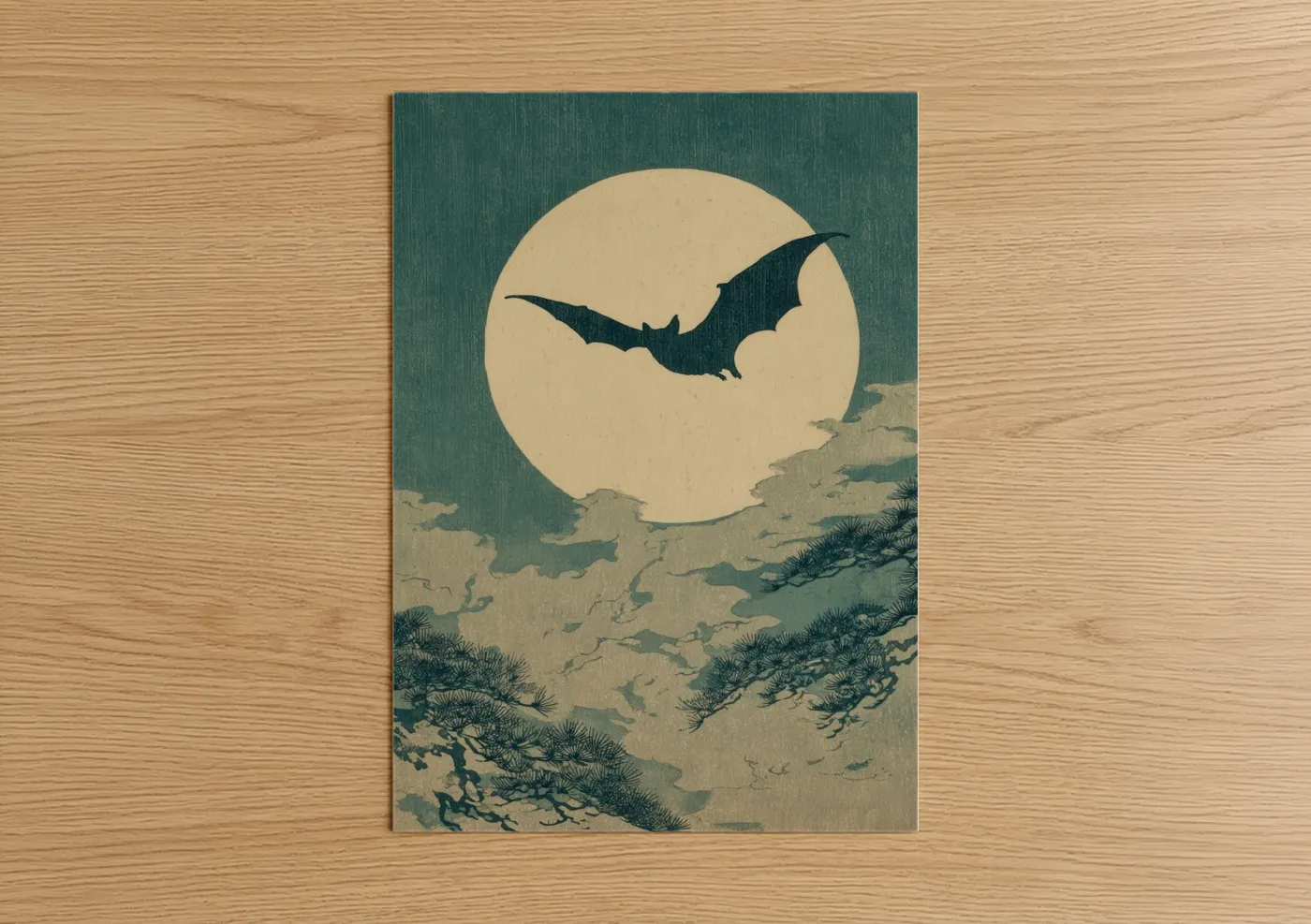 Moonlit Bat Night Sky Wall Art