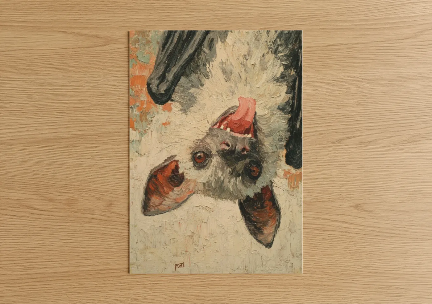 Crimson Bat Portrait Expressionist Wall Art