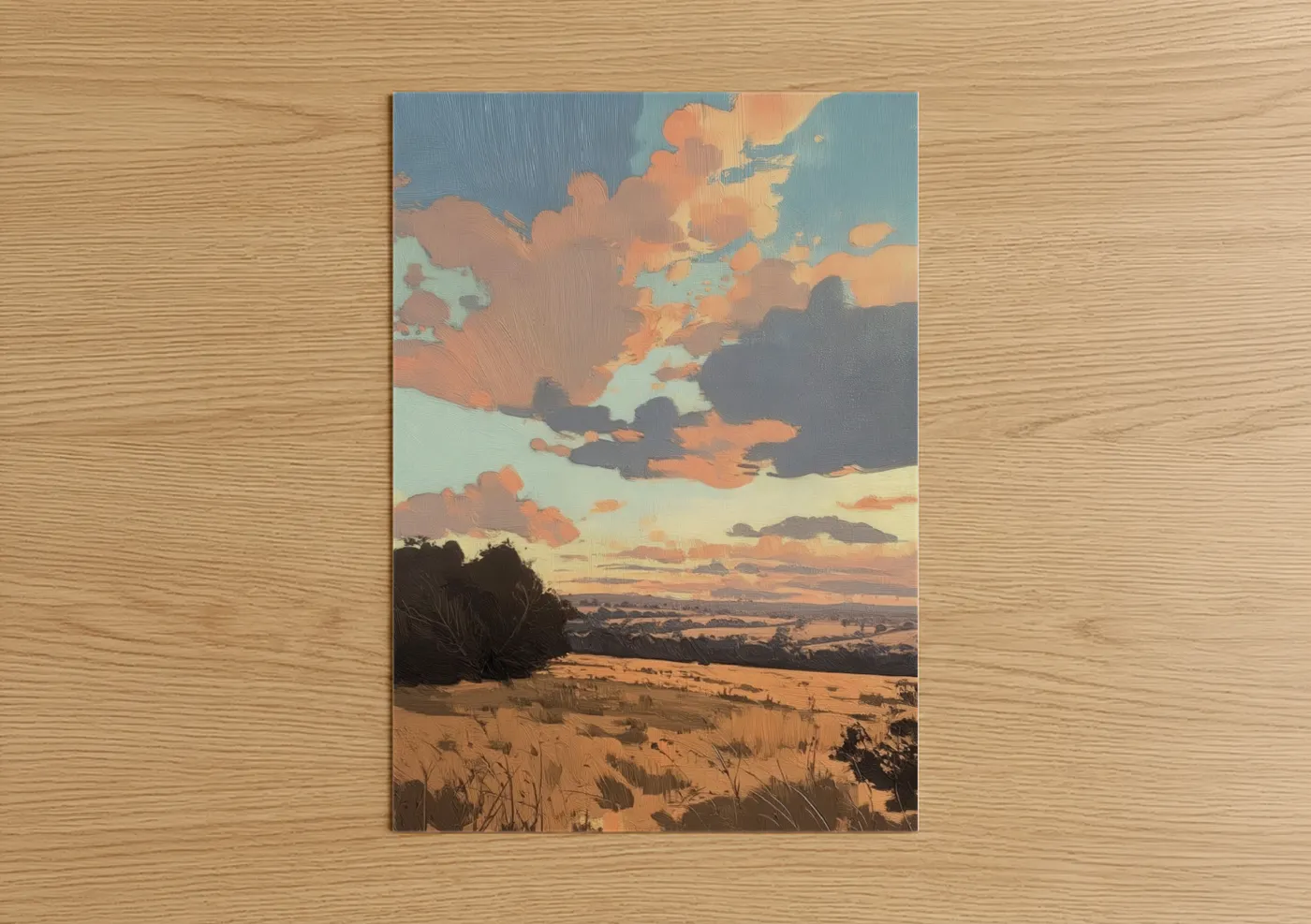 Golden Hour Rural Landscape Sunset View Wall Art
