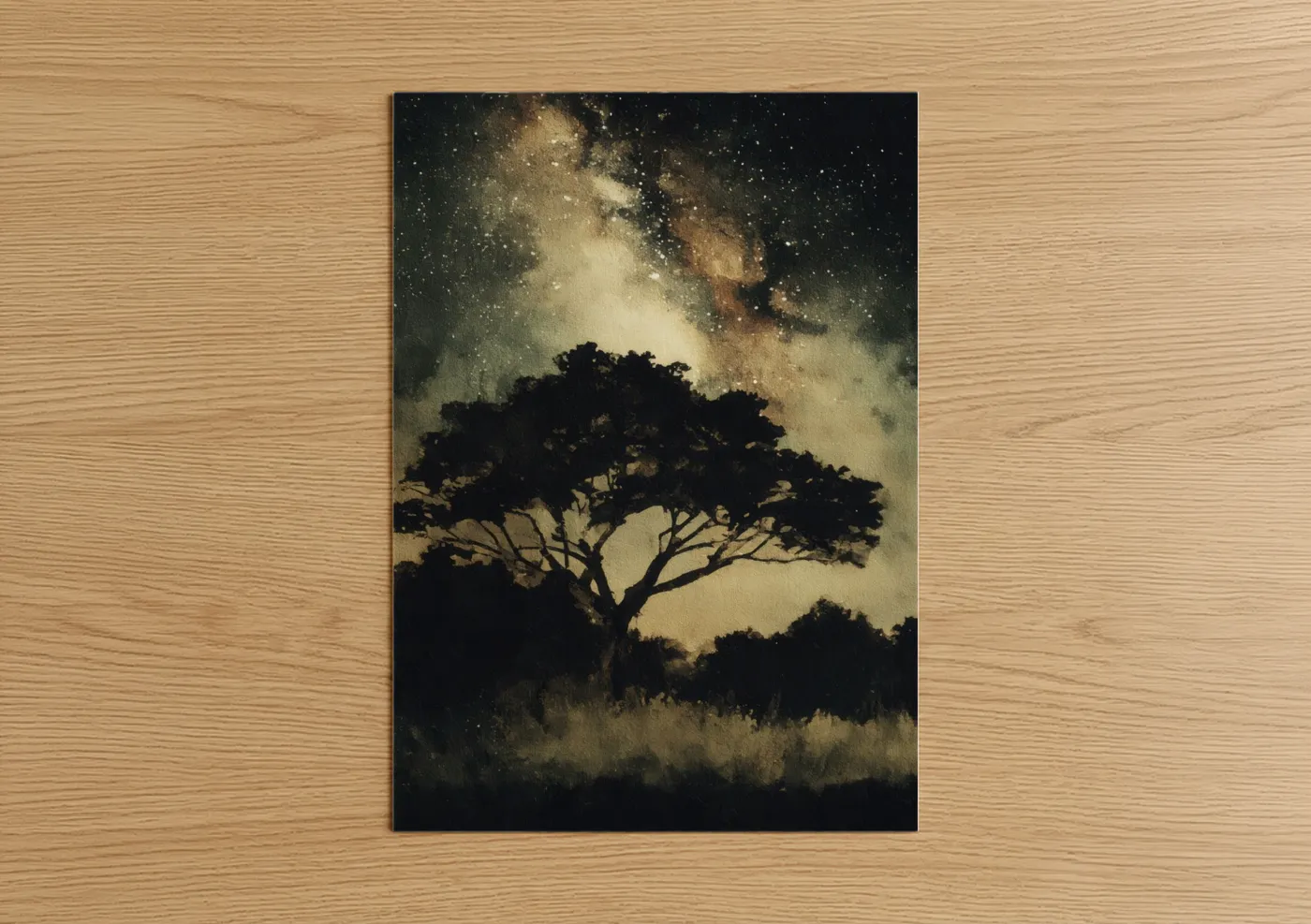 Starlit Acacia Tree Night Sky Wall Art