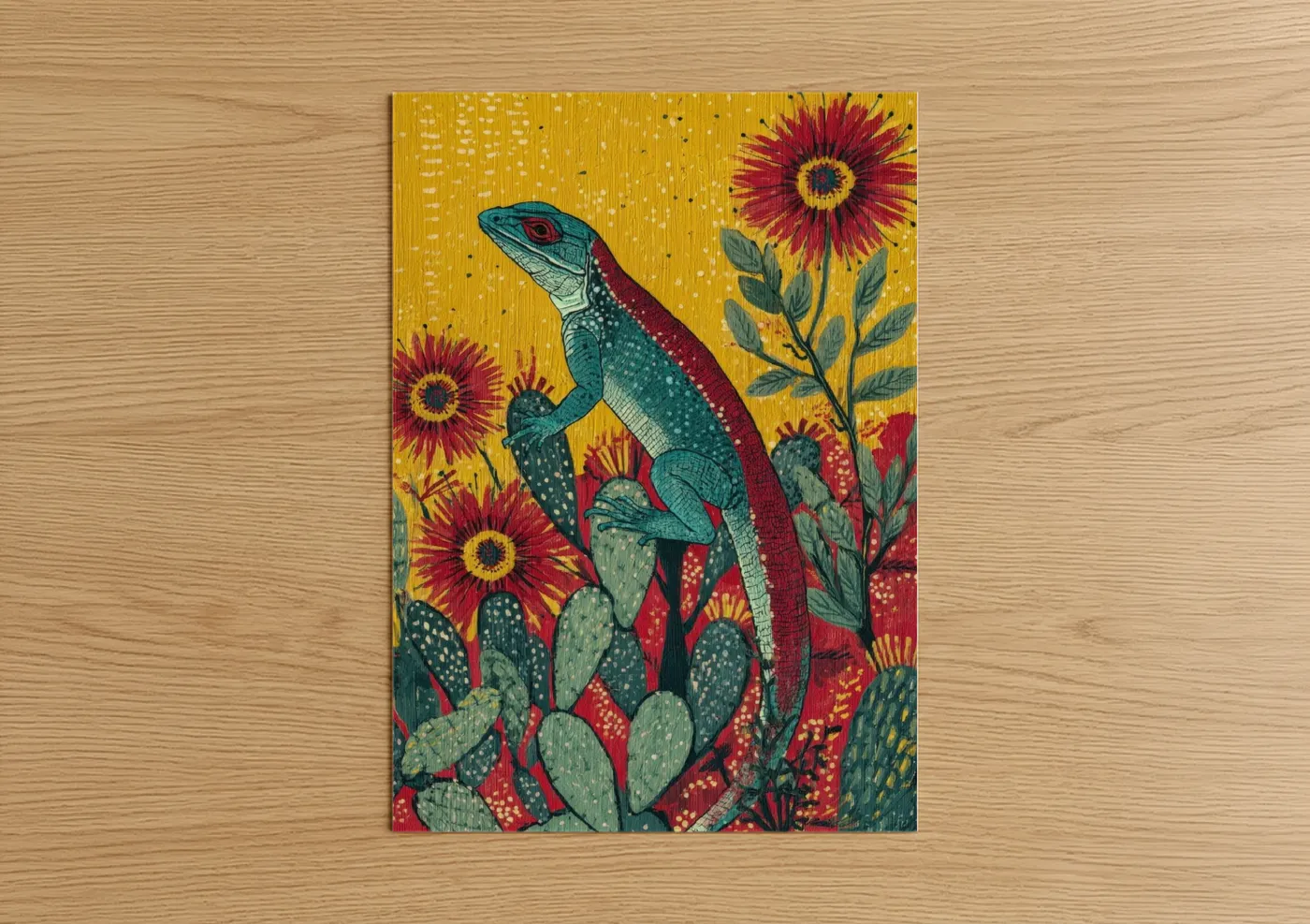 Desert Lizard with Wildflowers Wall Art
