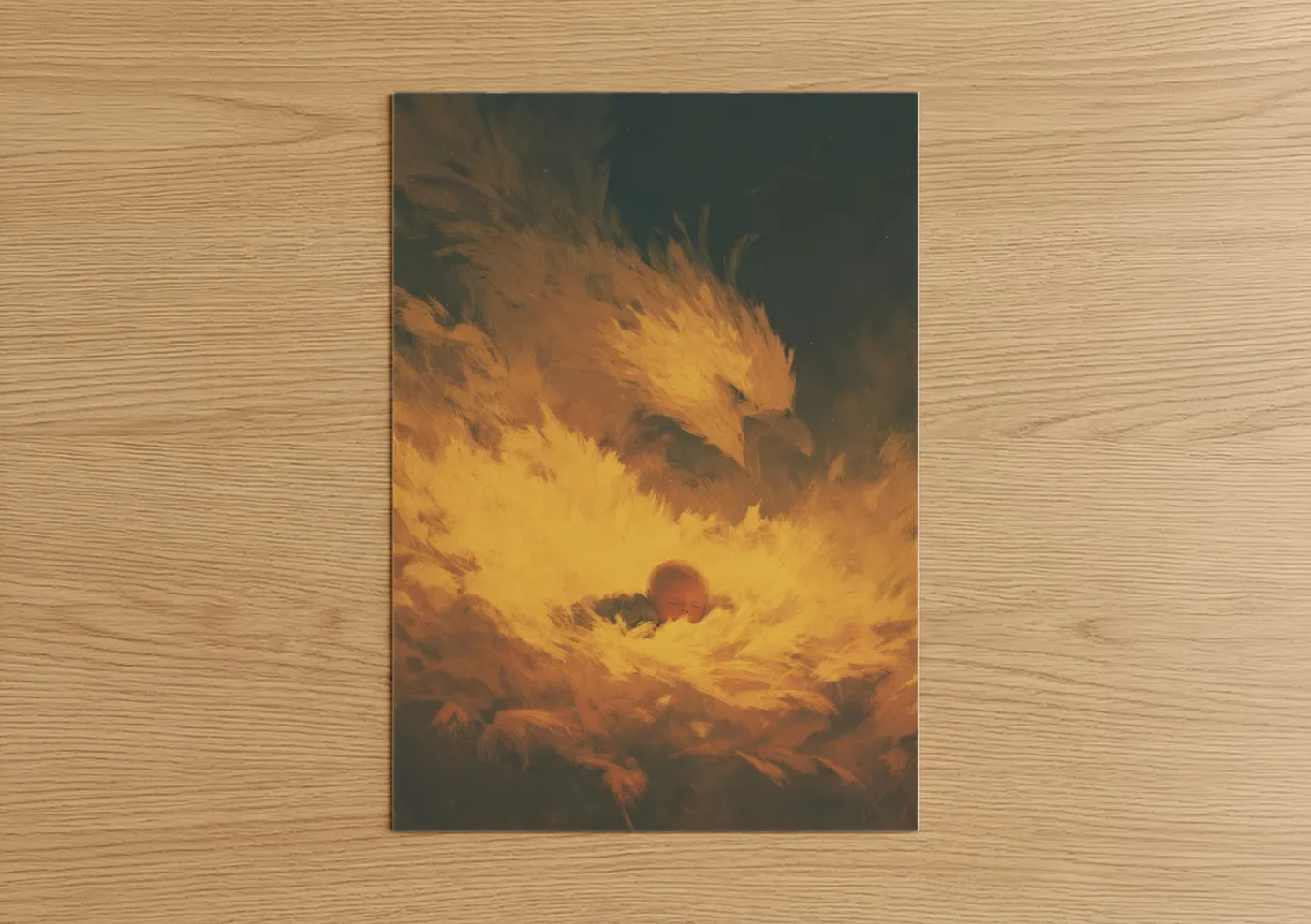 Golden Phoenix Nest Fantasy Wall Art