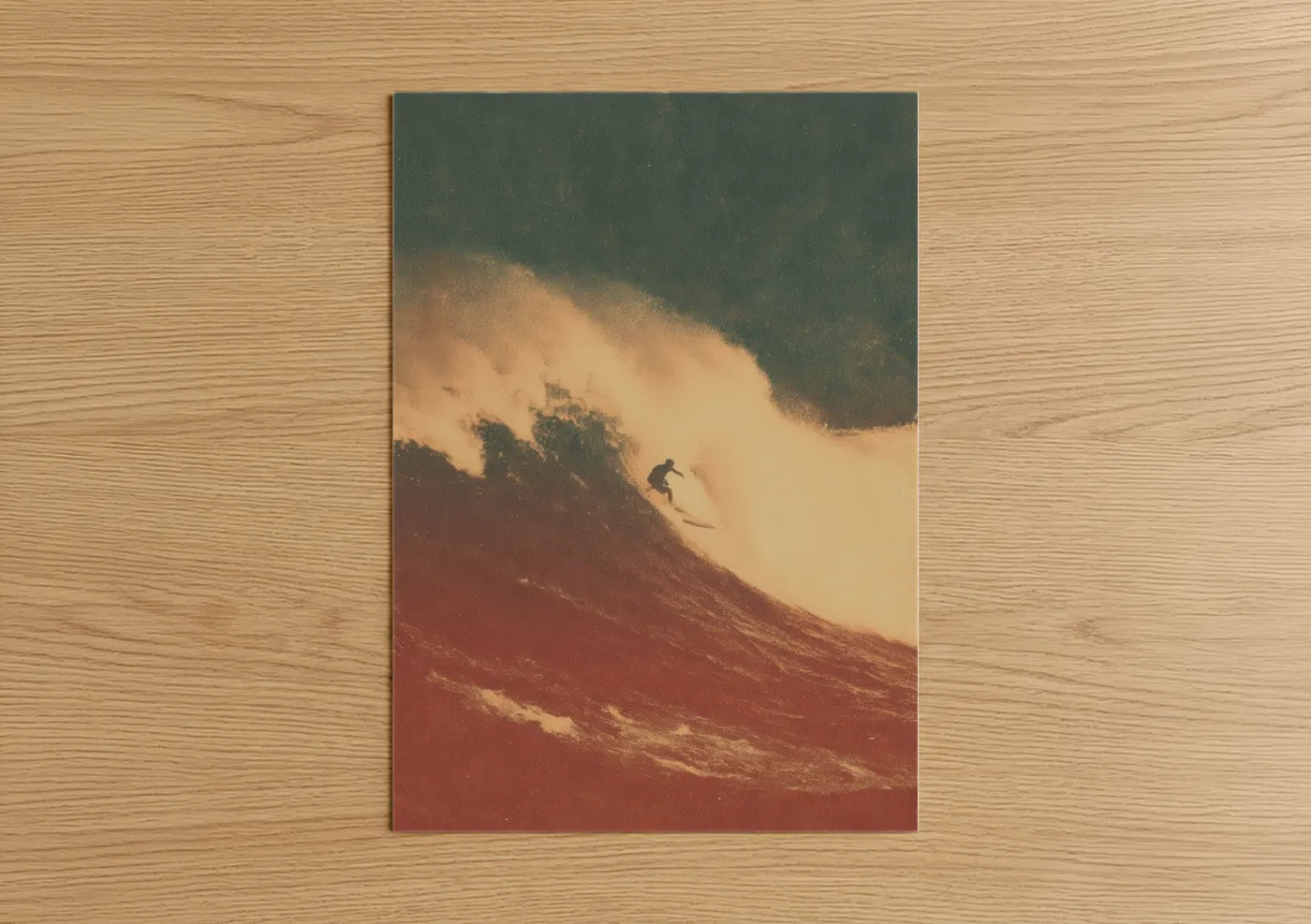 Golden Wave Surfer Vintage Aesthetic Wall Art