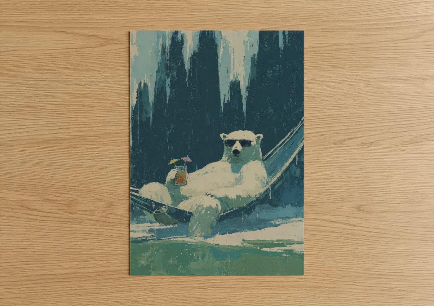 Cool Polar Bear Illustration Wall Art