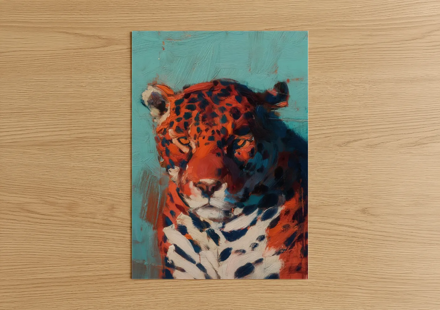 Crimson Jaguar Portrait Modern Wall Art
