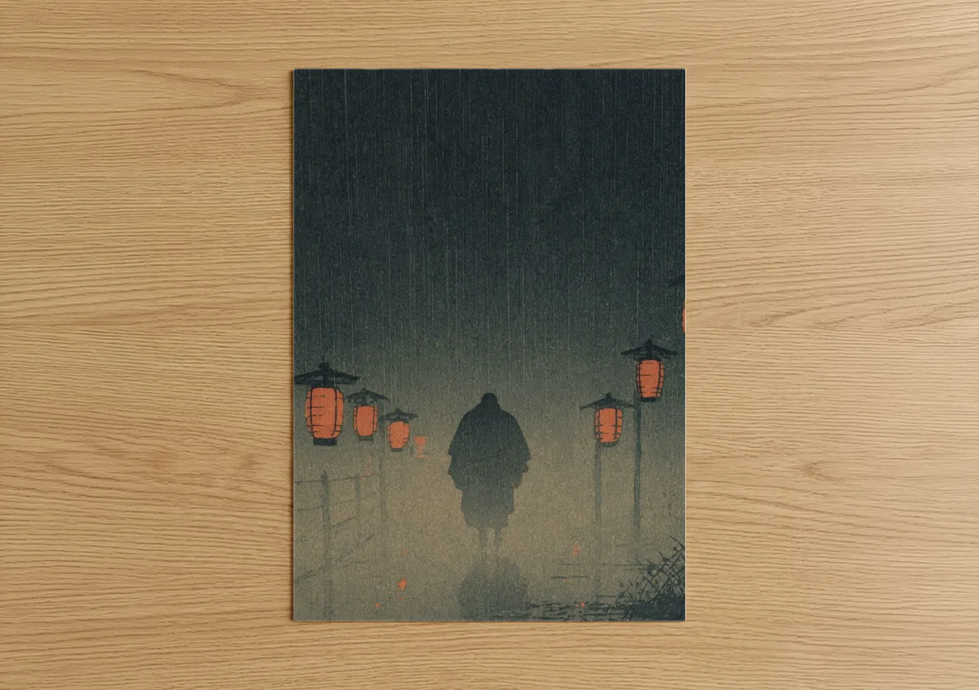 Sumo Warrior Rain Japanese Wall Art