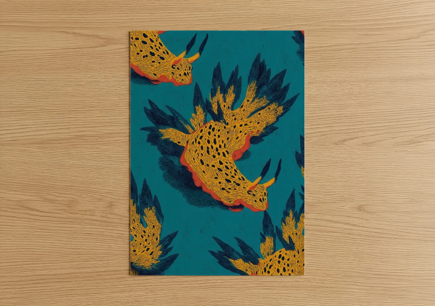 Golden Nudibranch Sea Creature Wall Art