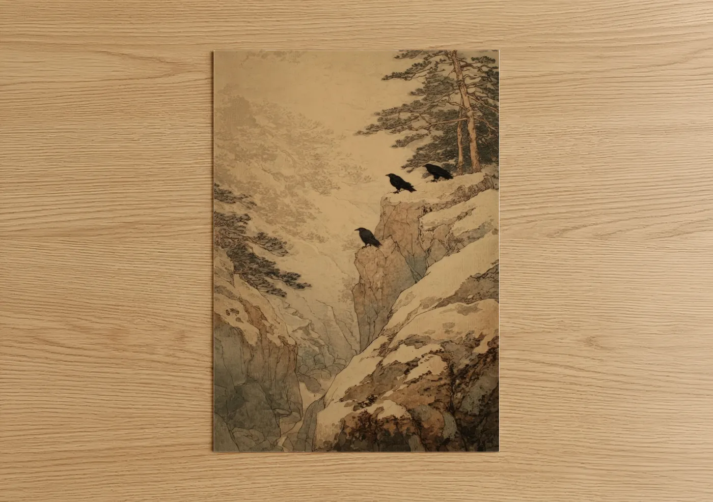 Mountain Canyon Birds Watercolor Wall Art