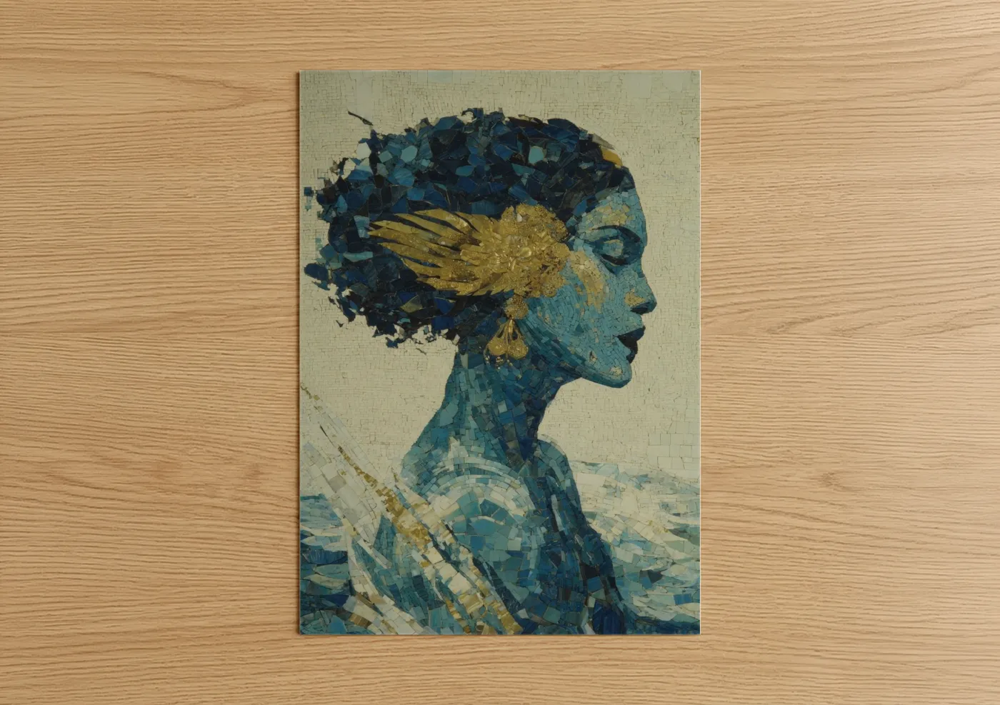 Golden Mermaid Mosaic Art Wall Art