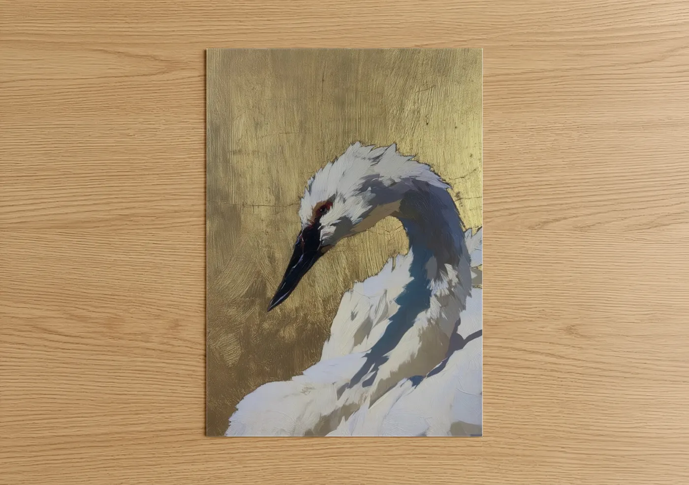 Elegant Swan Portrait in Gold Tones Wall Art