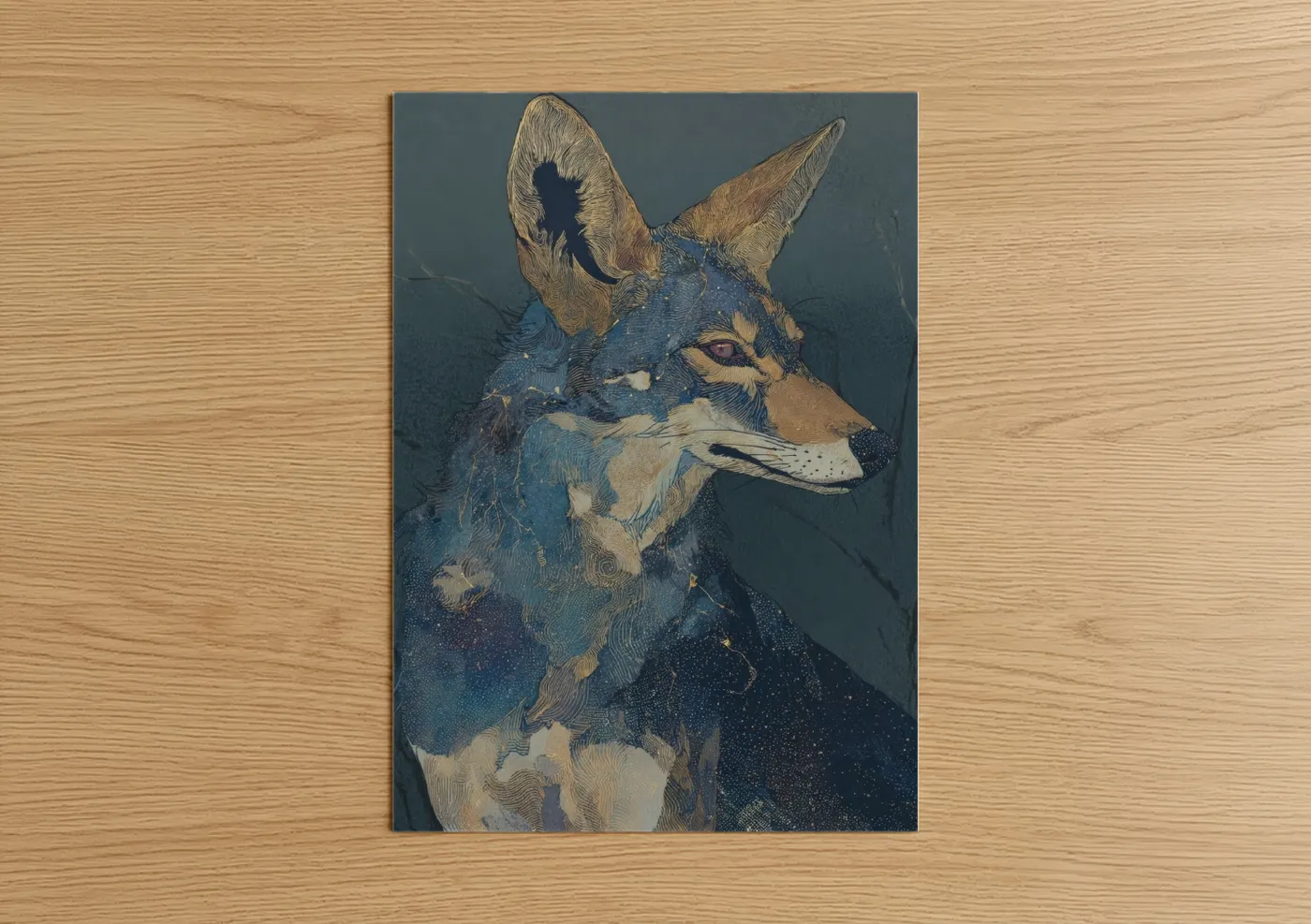 Cosmic Coyote Wildlife Art Print Wall Art