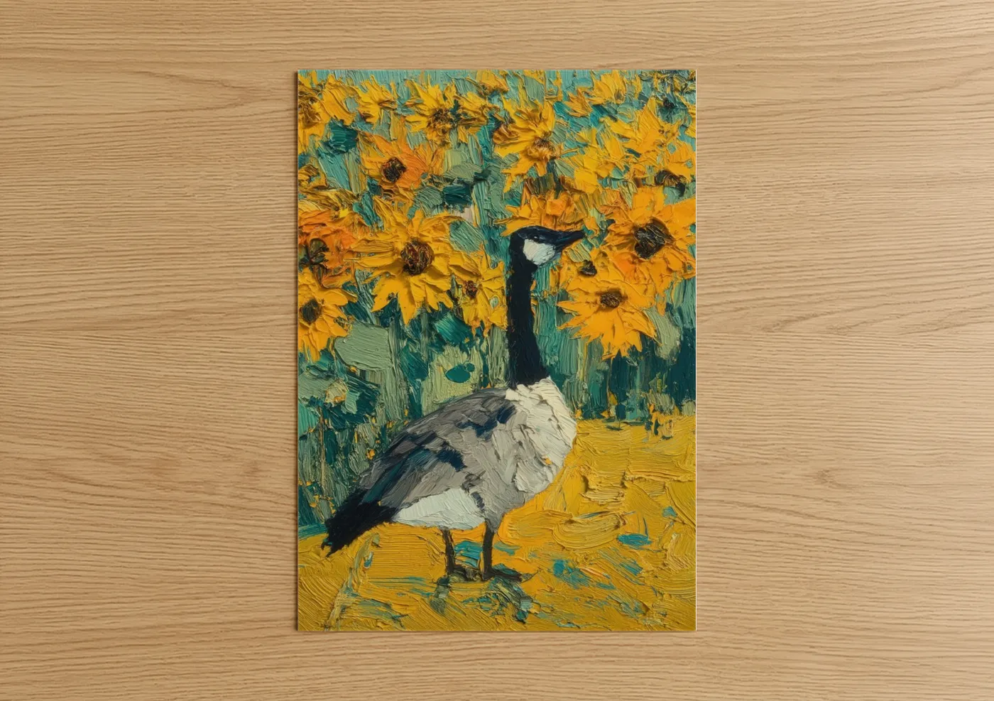 Goose Among Golden Sunflowers Wall Art