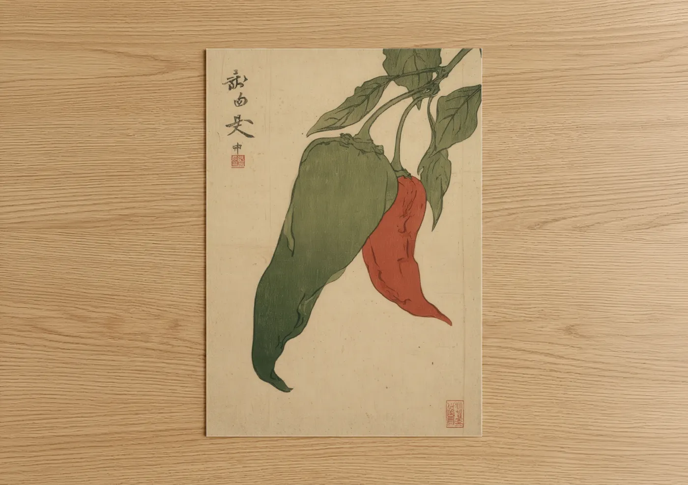 Red Chili Pepper Asian Botanical Wall Art
