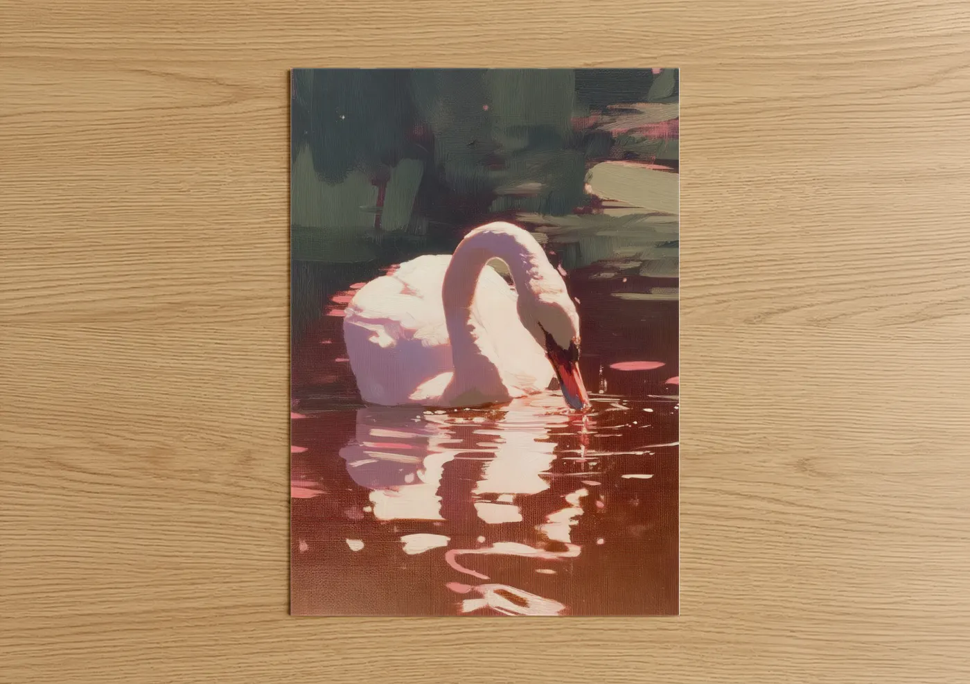 White Swan Graceful Water Reflection Wall Art