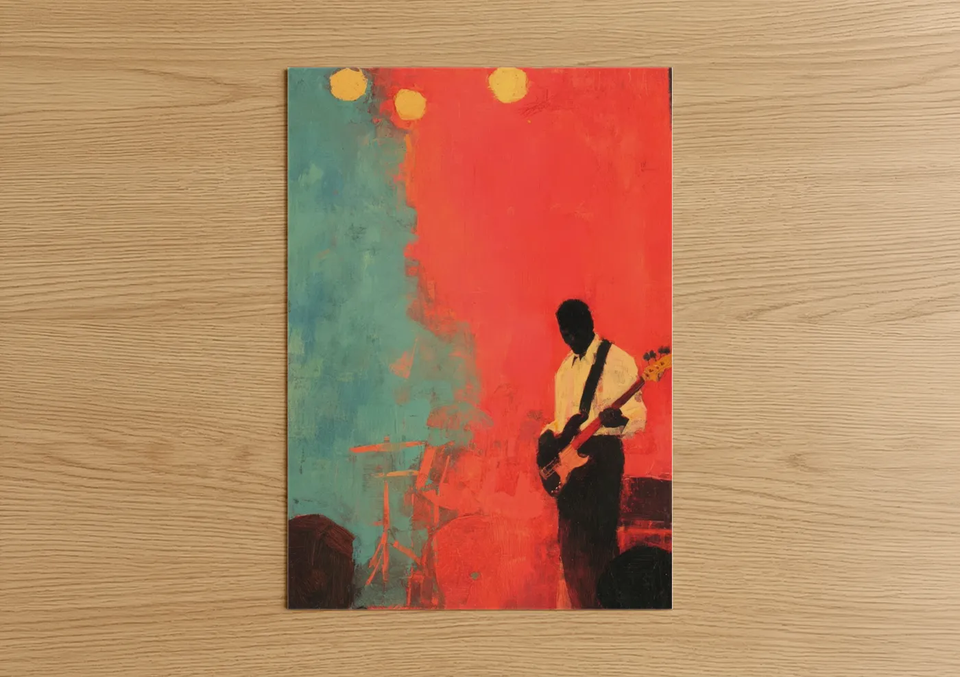 Bass Guitarist Neon Stage Performance Wall Art