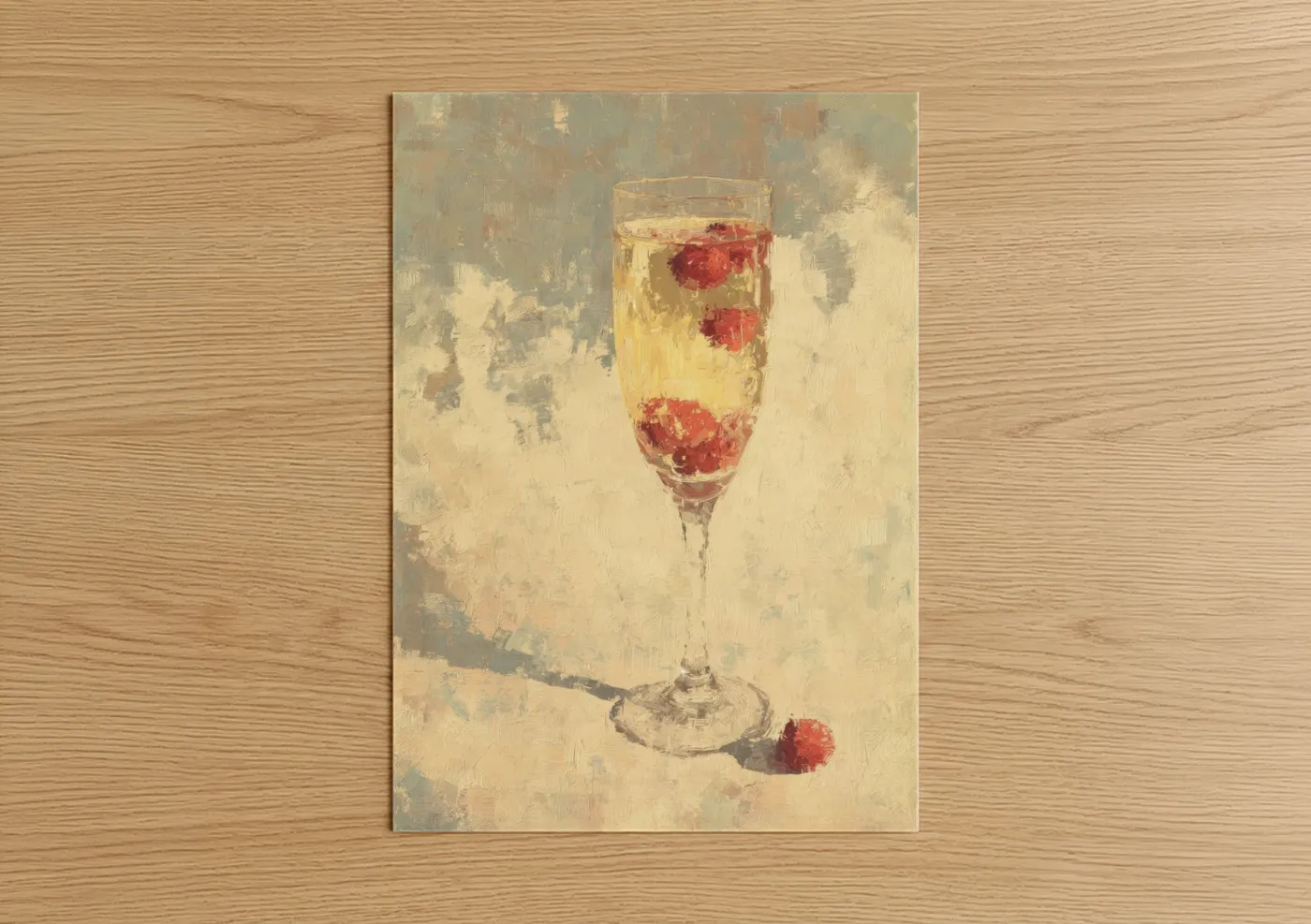 Elegant Raspberry Champagne Cocktail Wall Art