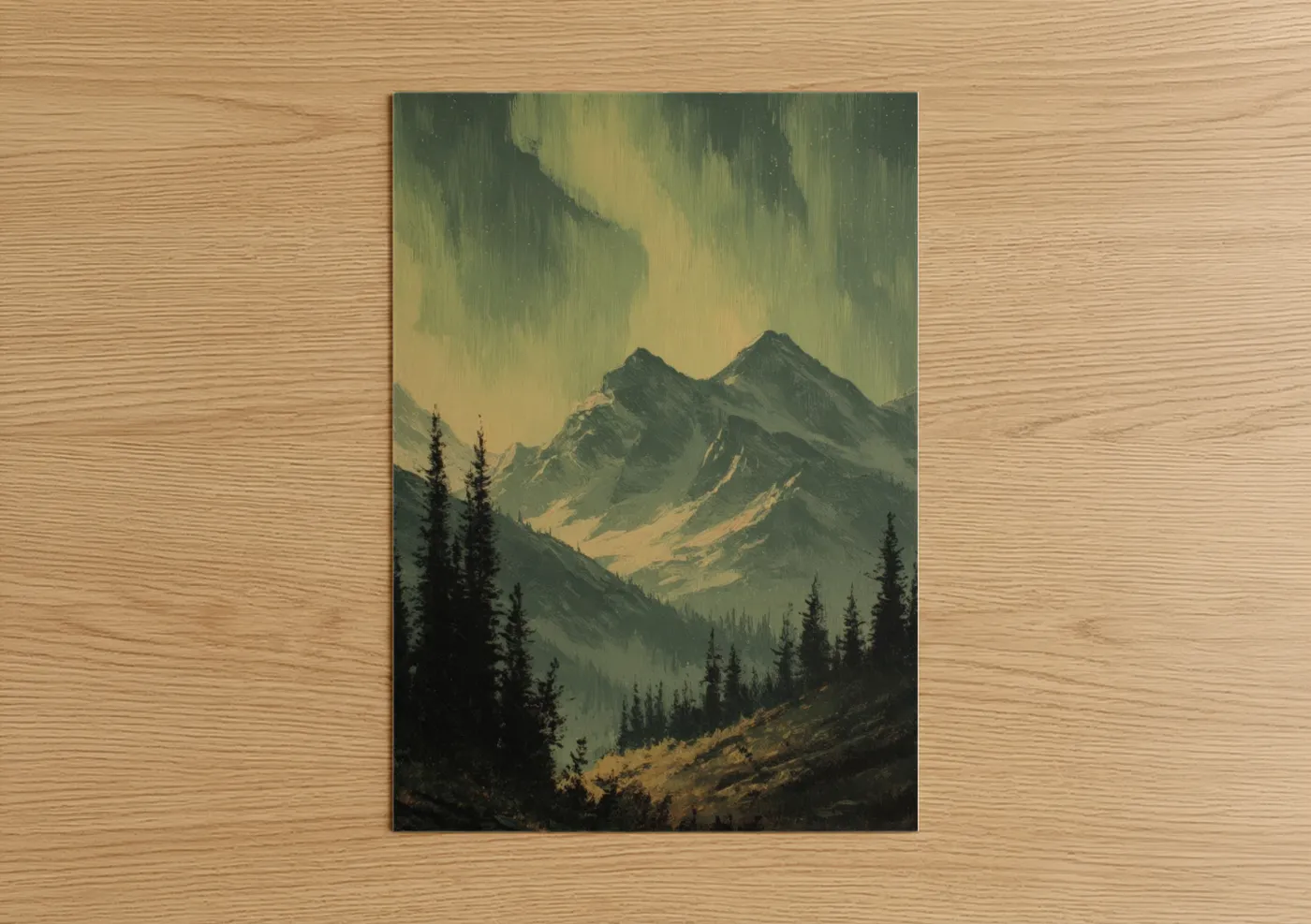 Golden Mountain Aurora Northern Lights Wall Art
