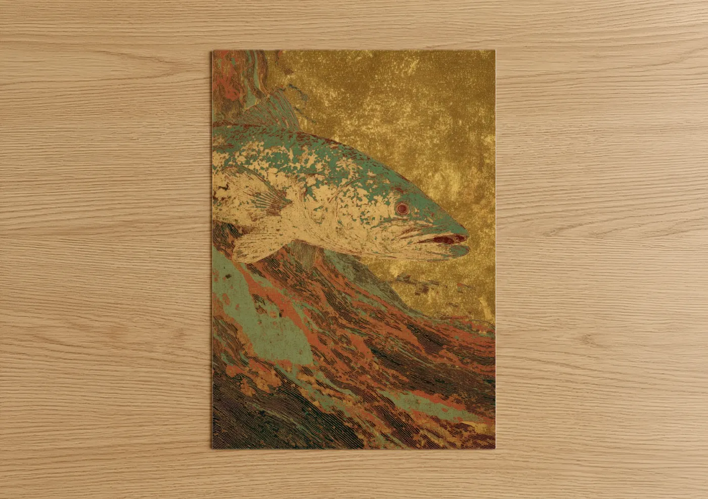 Golden Wahoo Fish Vintage Wall Art