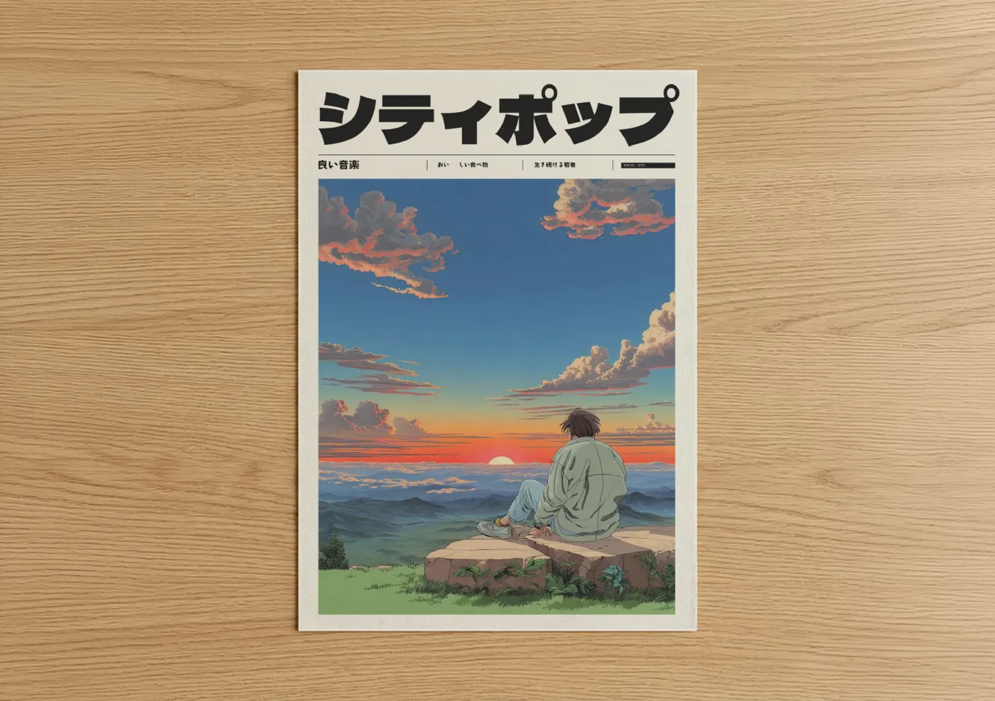 Anime Sunset Contemplation Sky Wall Art