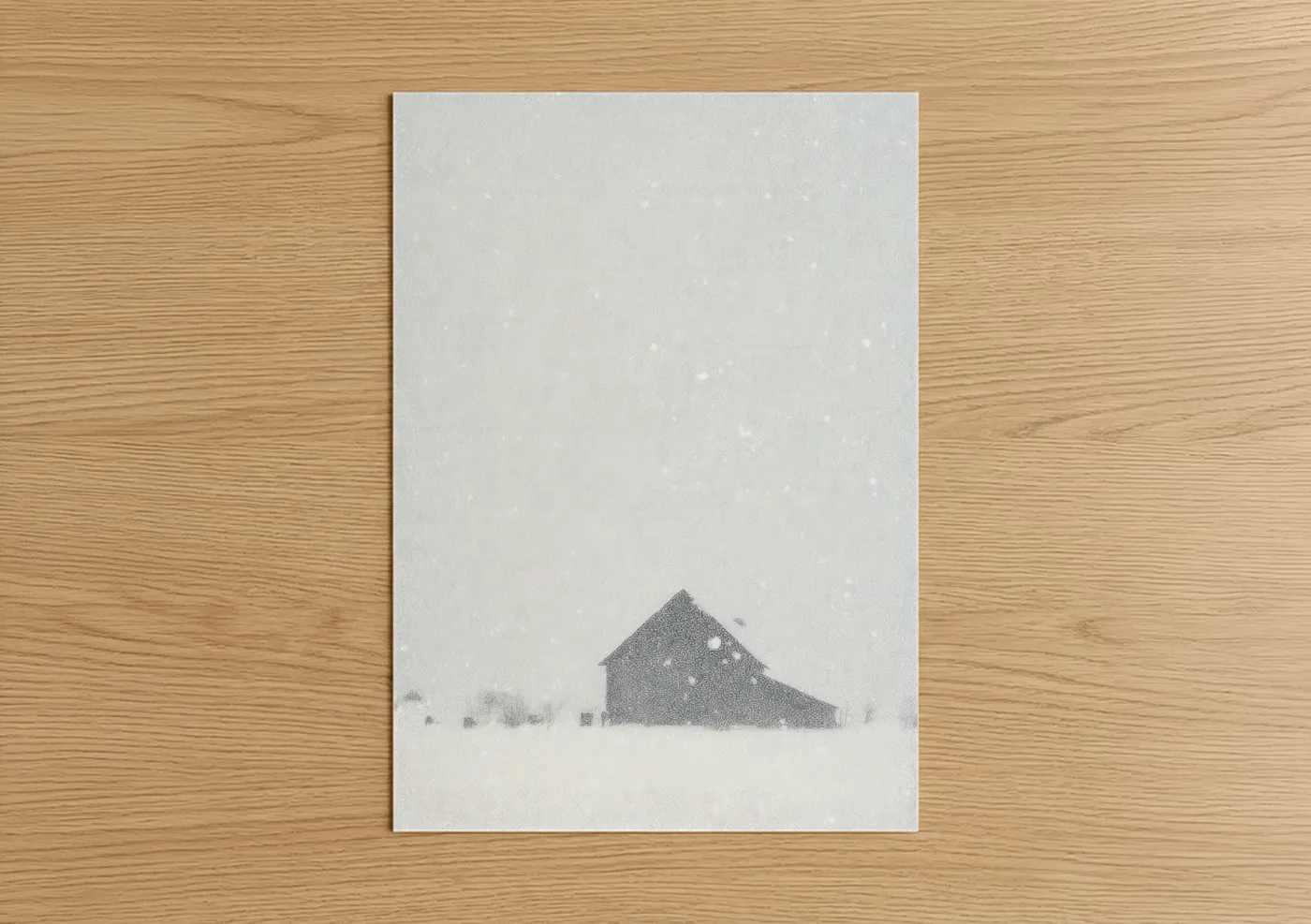 Snowy Barn Winter Landscape Wall Art