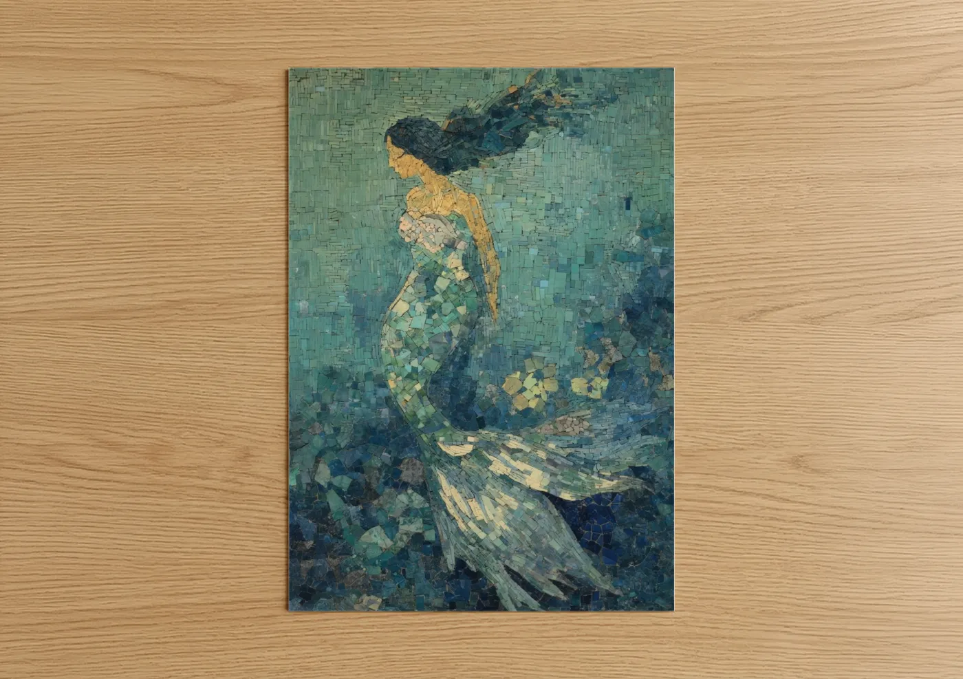 Mosaic Mermaid Pixelated Ocean Wall Art