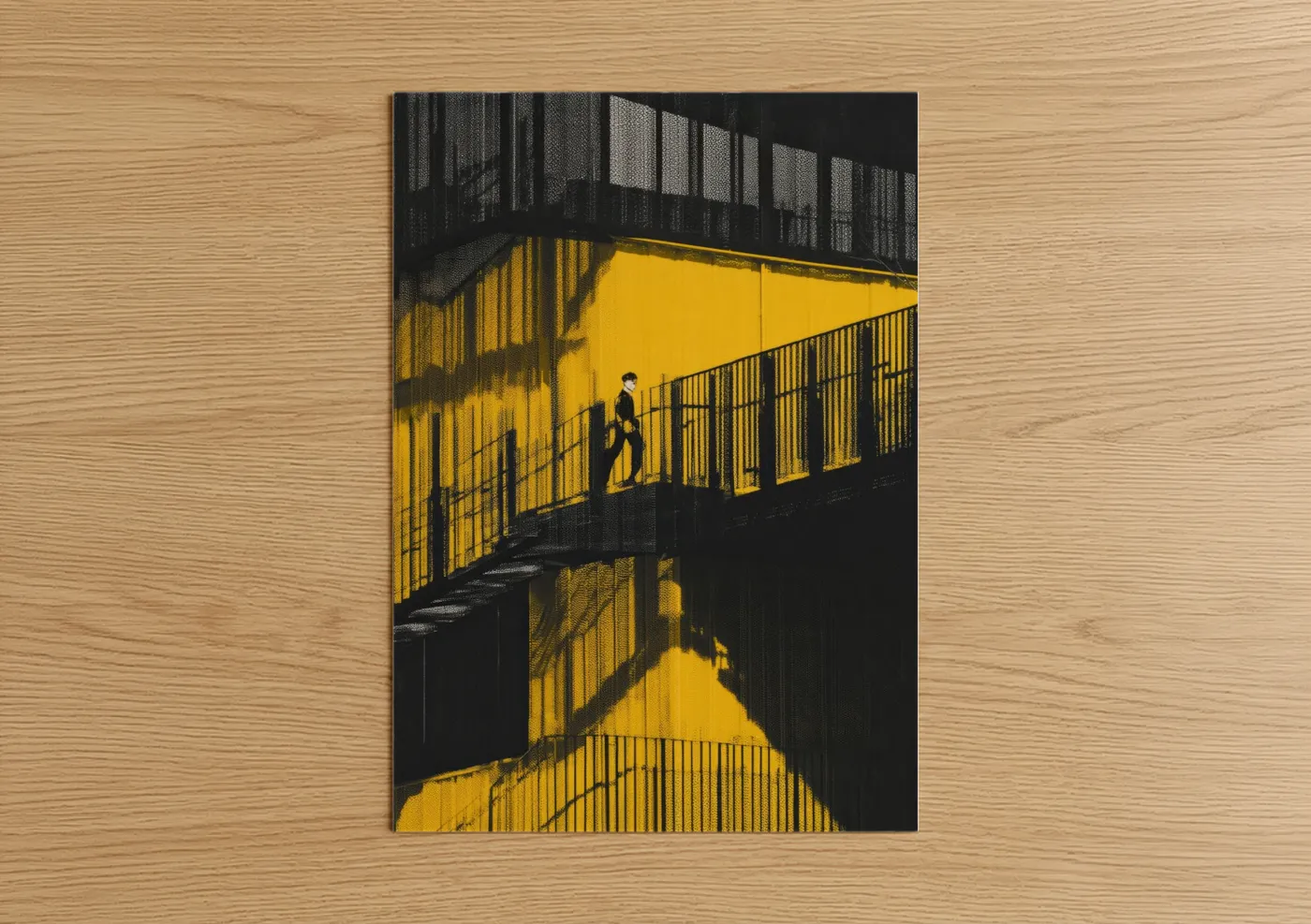 Modern Yellow Stairwell Architecture Wall Art