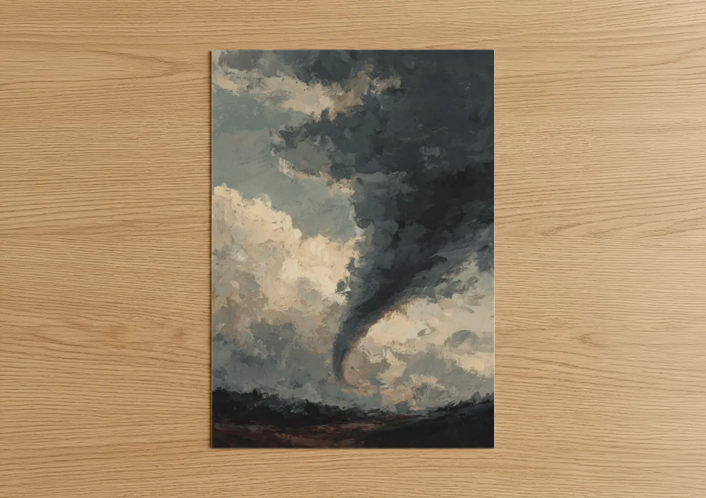 Dramatic Tornado Storm Landscape Painting Wall Art