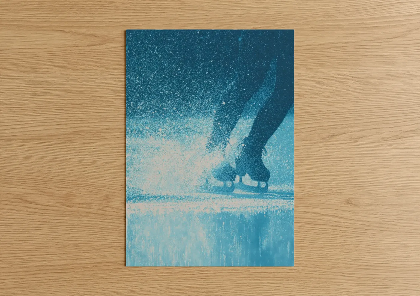 Ice Skating Winter Texture Wall Art