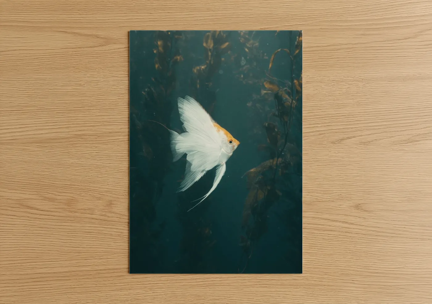 White and Gold Angelfish in Water Wall Art
