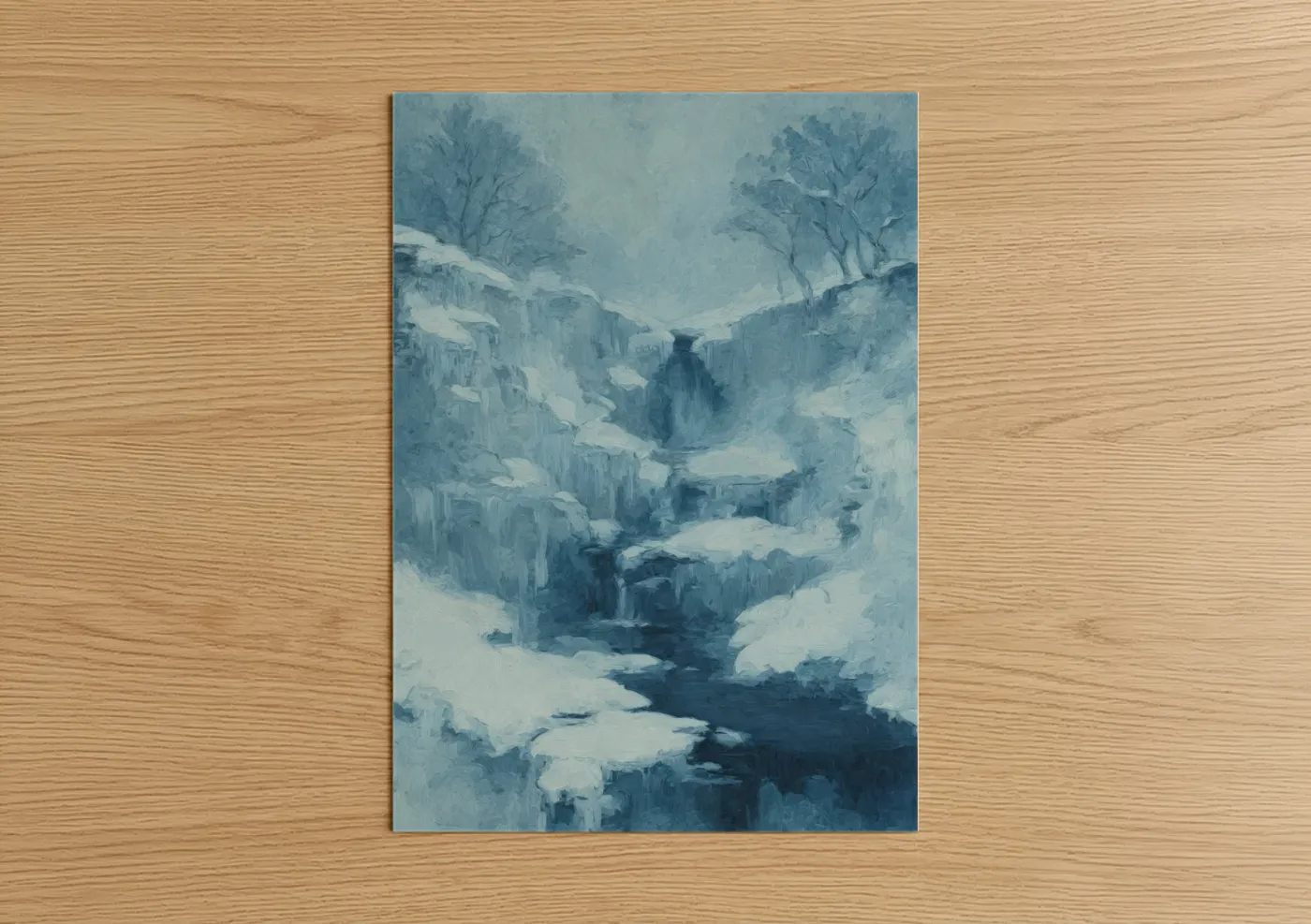 Frozen Waterfall Winter Landscape Wall Art