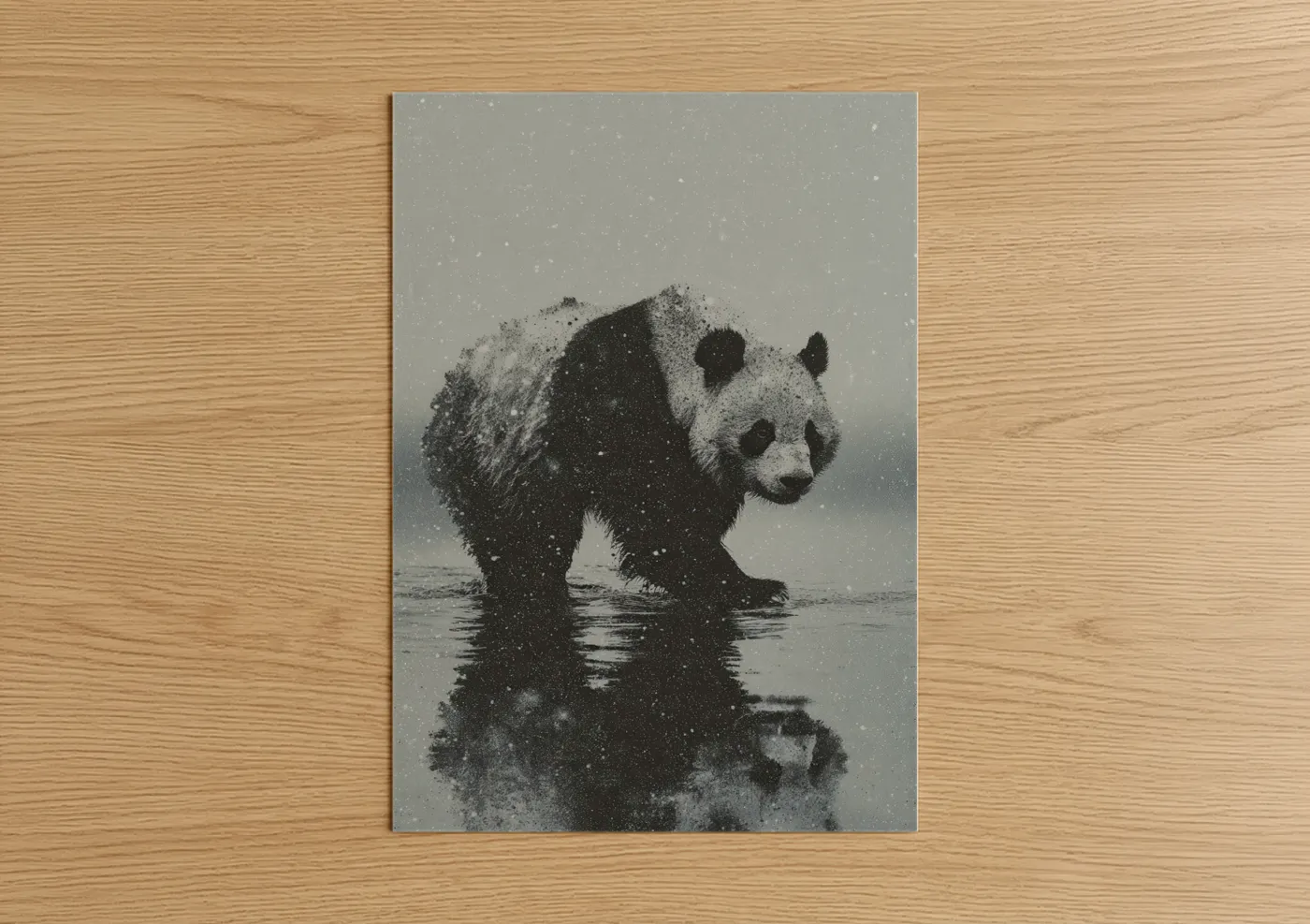Snowy Panda Winter Watercolor Wall Art