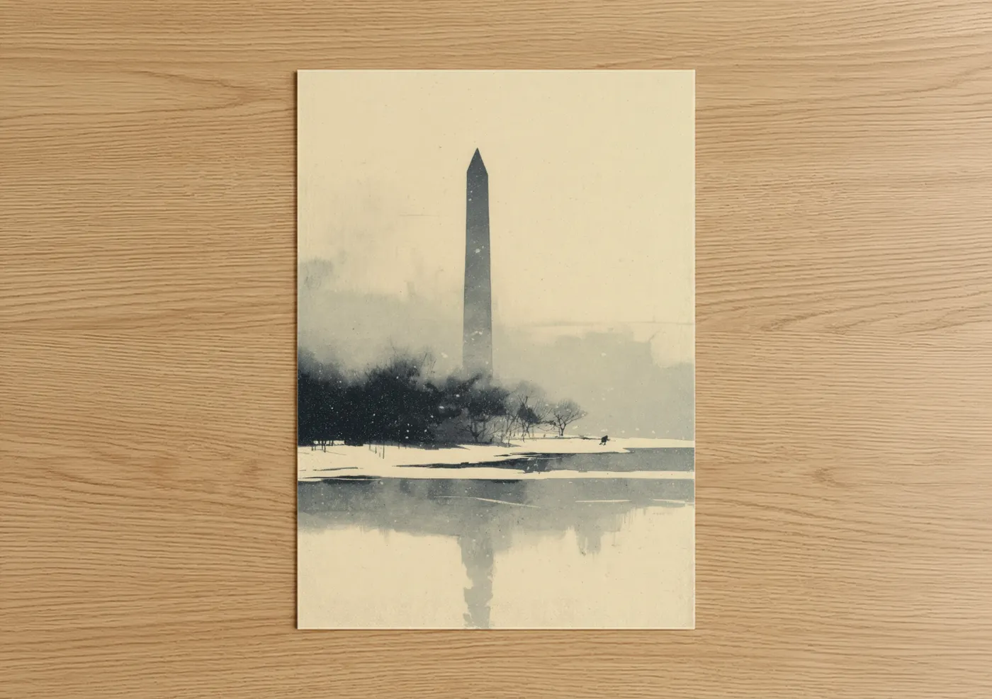 Washington Monument Winter Snow Scene Wall Art
