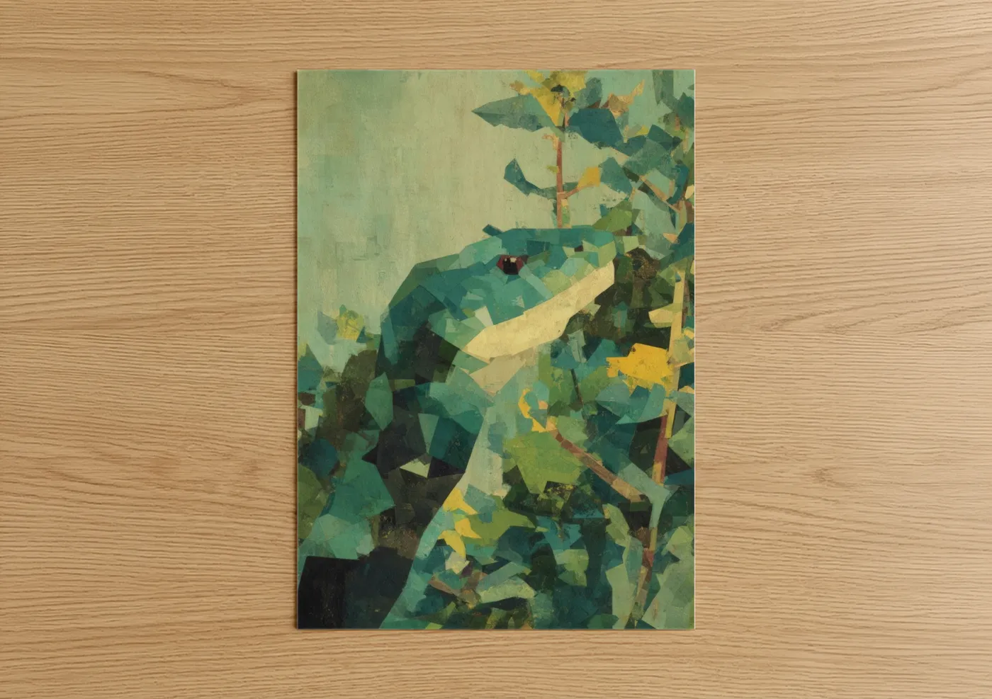 Emerald Python Geometric Abstract Wall Art