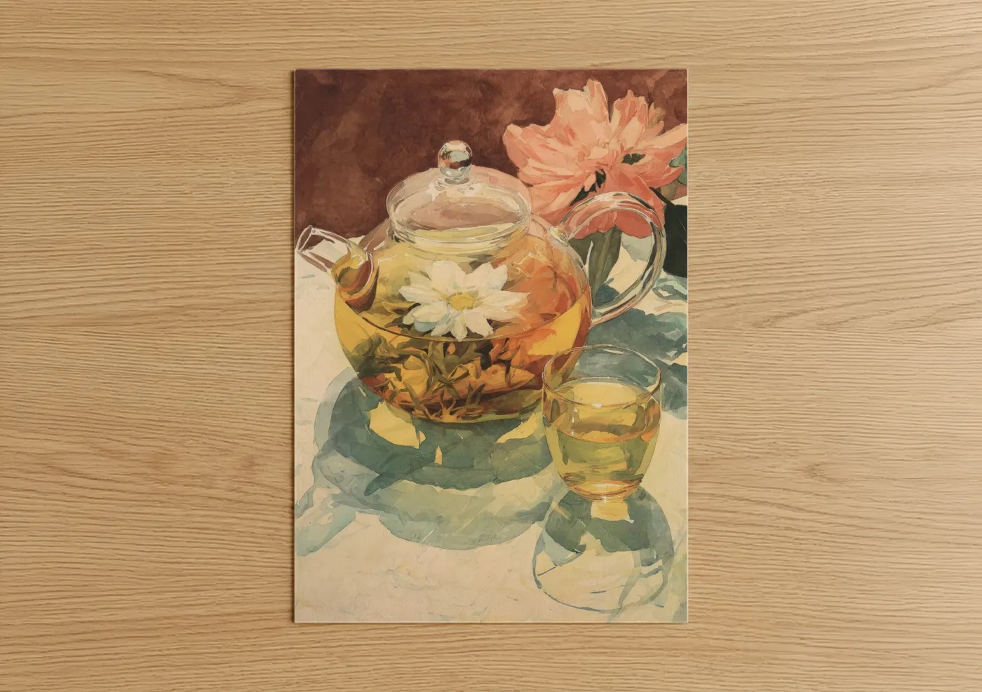 Floral Tea Ceremony Watercolor Wall Art