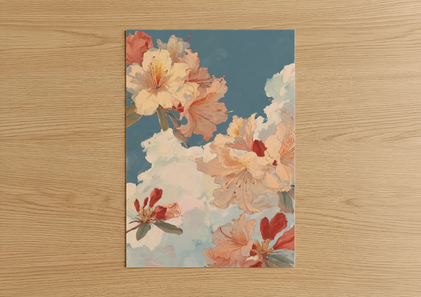 Celestial Rhododendrons Sky Watercolor Wall Art