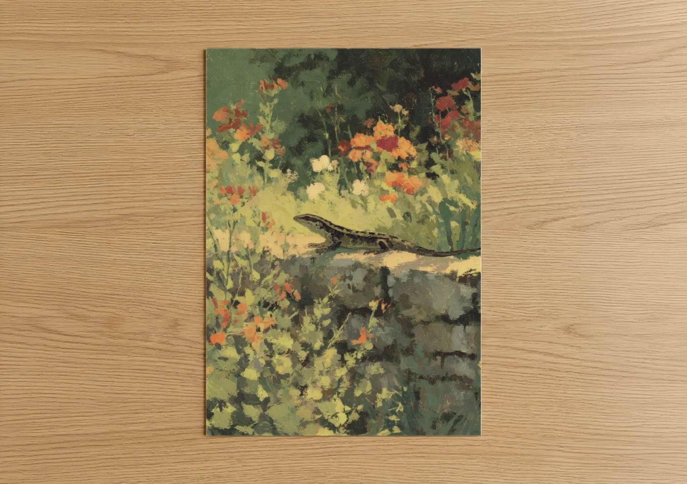 Garden Lizard Among Wildflowers Wall Art