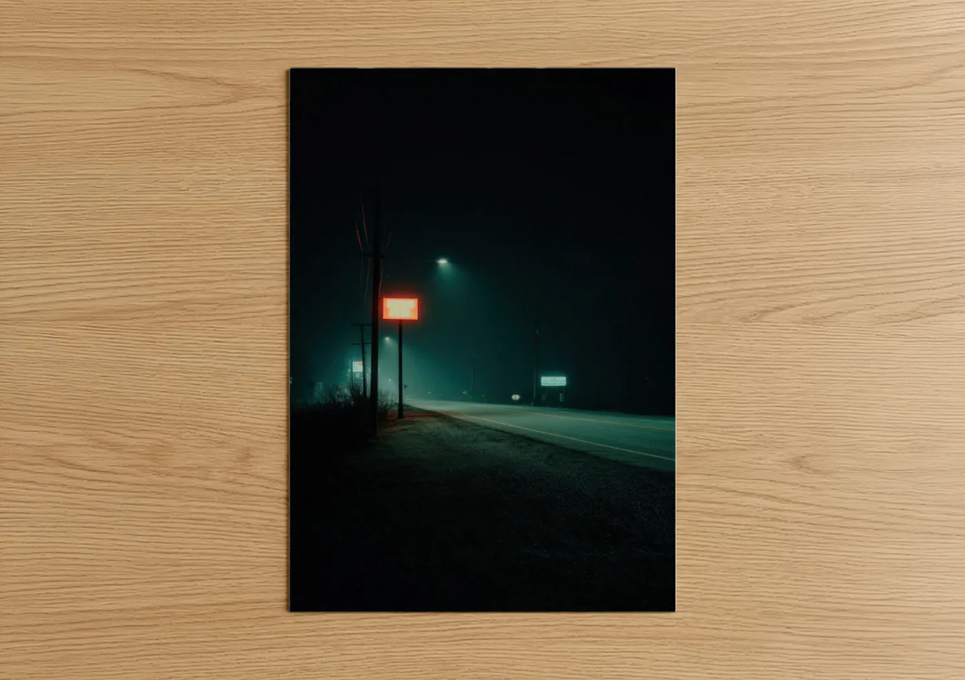 Neon Highway Night Photography Moody Wall Art