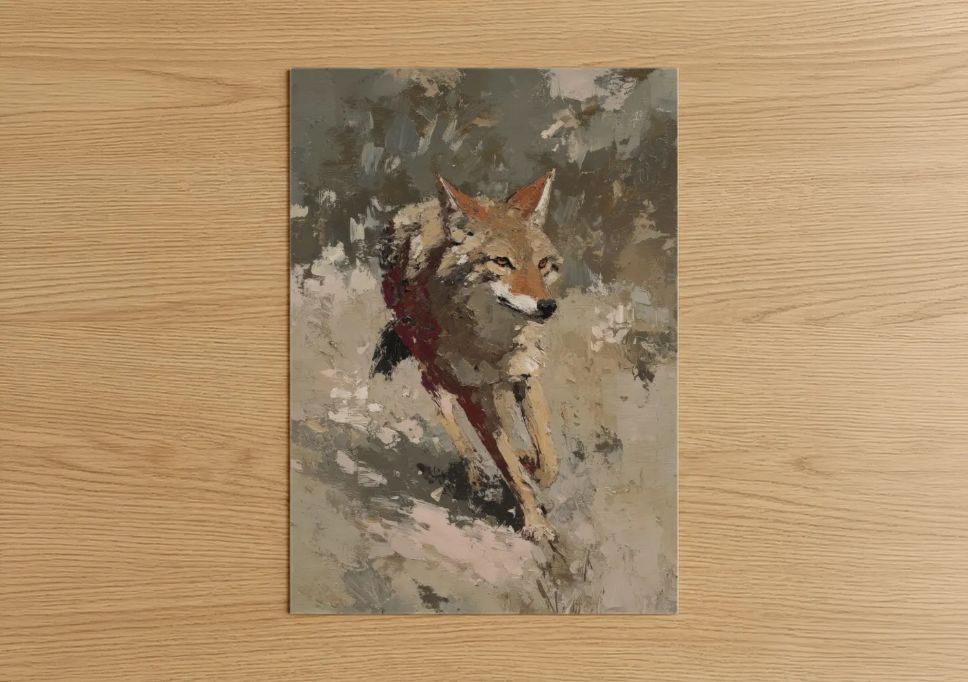 Crimson Coyote Abstract Expressionist Wall Art