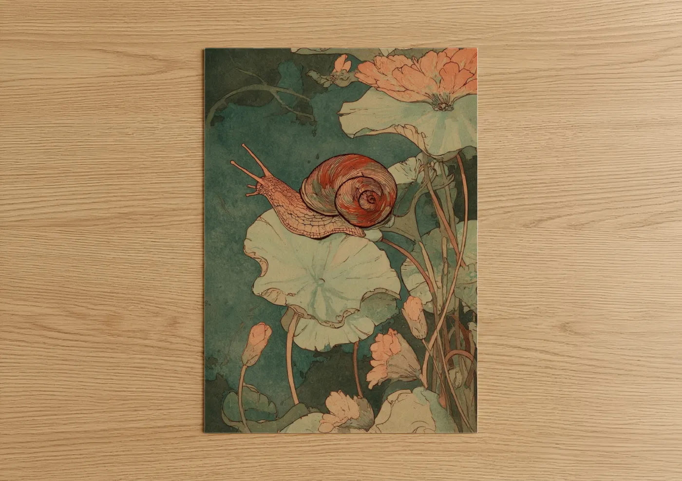 Garden Snail Botanical Illustration Wall Art
