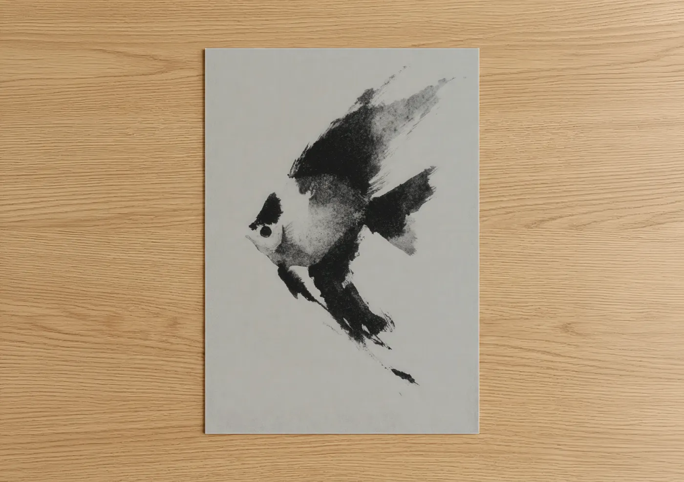 Monochrome Discus Fish Ink Wall Art