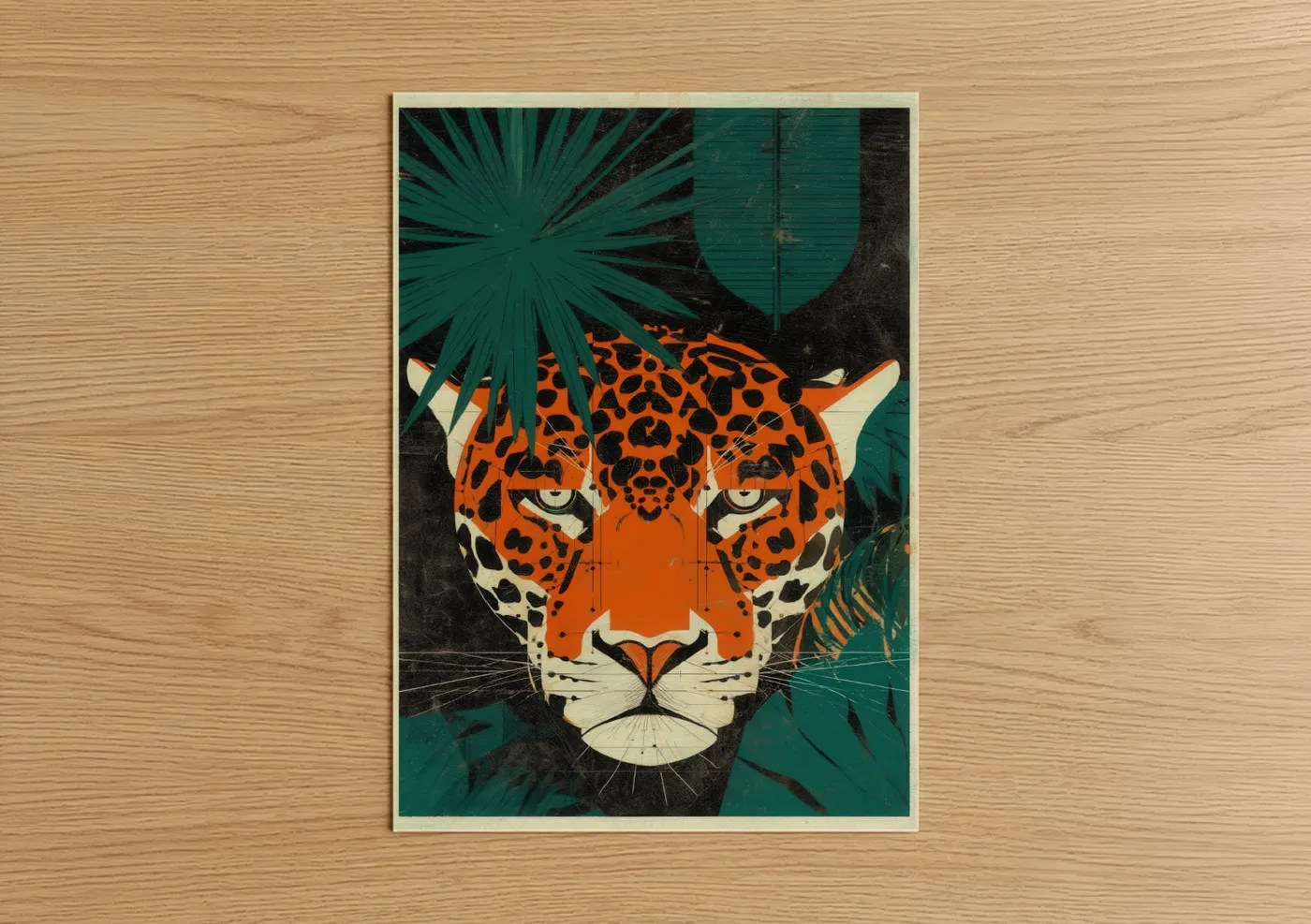 Orange Jaguar Portrait Wild Cat Wall Art